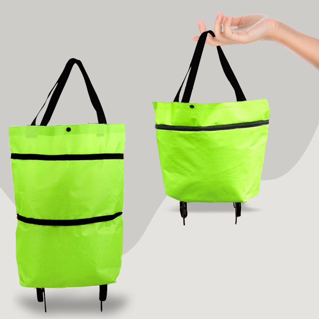 2 in 1 Foldable Shopping Cart with Wheels Premium Oxford Fabric Multifunction Shopping Bag Organizer High Capacity