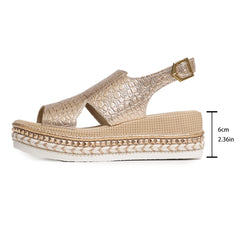 Women's Fashion Plus Size Buckle Platform Crocodile Sandals