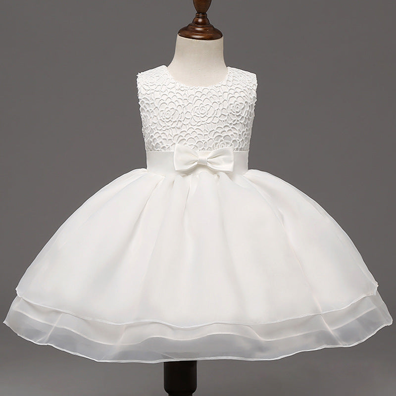 High grade baby wedding dress, baby girl dress, children hook flower