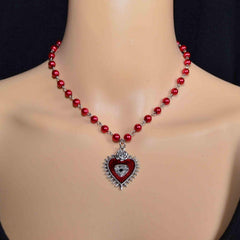 Sacred Heart Necklace Black Heart Shape Necklace Gothic Jewelry