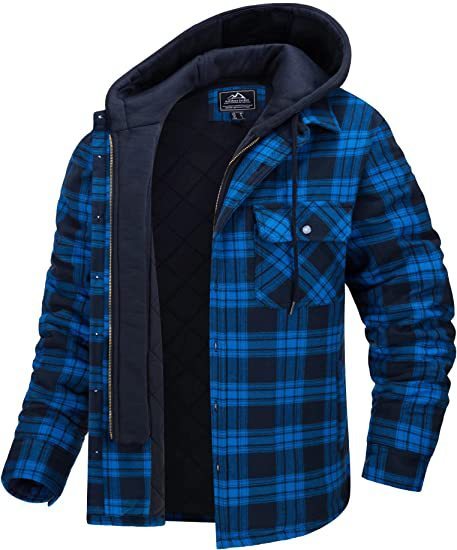 Men's Thick Padded Long Sleeves Loose Plaid