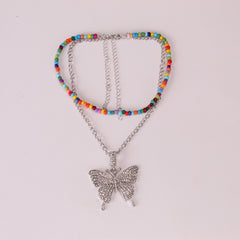 Simple Bead Suit Necklace Big Bowknot