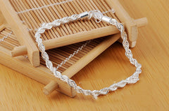 Silver Jewelry European And American Trend Jewelry 4MM Twisted Rope Bracelet