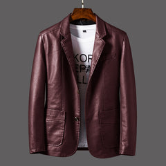 Leather Men's Autumn And Winter Jacket Thin Lapel