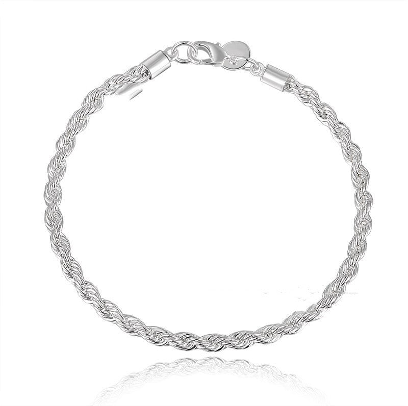 Silver Jewelry European And American Trend Jewelry 4MM Twisted Rope Bracelet