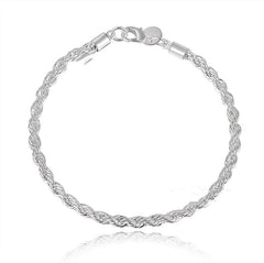 Silver Jewelry European And American Trend Jewelry 4MM Twisted Rope Bracelet