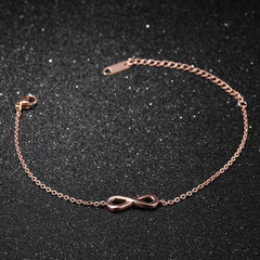 Infinite 8 Words Simple Titanium Steel Rose Gold Plated Bracelet