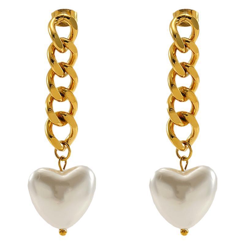 Chain Love Heart Earrings Women's Fashion Simple