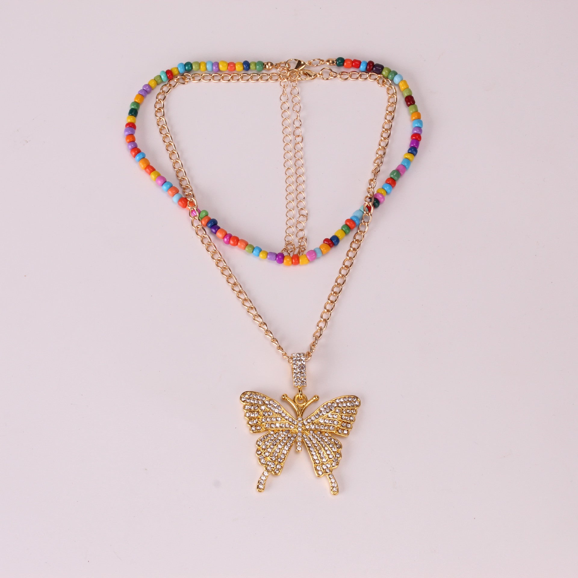 Simple Bead Suit Necklace Big Bowknot